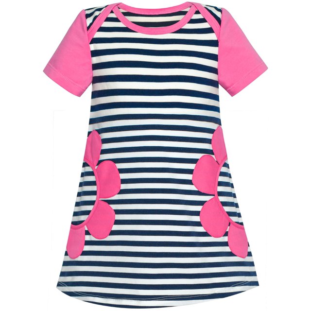 T-shirt Robe Fille Coton Pétale de Tournesol Manches Courtes 12 m Ans