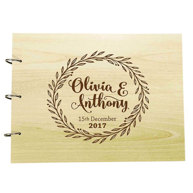 Handmade Custom Guest Book Rustic Wedding Wood Engraved Advice Book Photo Album Personalized Scrapbook