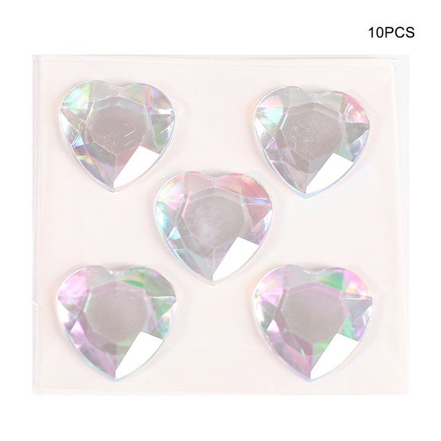 Heart Rhinestone Stickers Acrylic Crystal Gems Bracelet Jewelry Multipurpose Decorative Handheld Clothes Scrapbooking DIY Crafts Necklace WhiteAB
