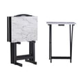 thumbnail image 1 of Giles White Faux Marble Tray Table Set, 1 of 9