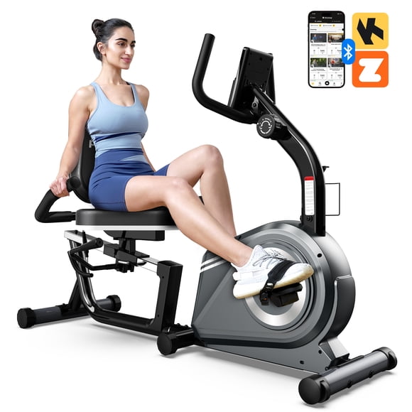 Pooboo Vélos d'Exercice Couchés Vélo Stationnaire Magnétique 8 Niveaux de Résistance Vélo de Cyclisme Intérieur 380 Lb