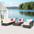 thumbnail image 3 of Patiojoy 7 Pcs Outdoor Patio Furniture Set All-Weather PE Rattan Sofa Set w/Coffee Table & Cushions Off White, 3 of 10