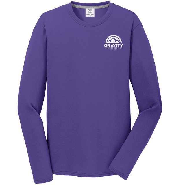 Gravity Outdoor Co. Performance Long Sleeve Shirt - Purple - White Logo - 2XL