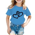 thumbnail image 1 of PMVFHDE T-Shirts Fille T-Shirt Enfant Filles Mignon Graphique Col Rond Manches Courtes Tee Été Décontracté T-Shirt Bleu Ciel, 1-2 Ans, 1 of 5