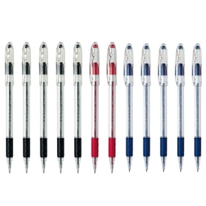 Stylo à bille R.S.V.P., point fin, 0.7mm, Couleurs assorties, 4 Encre noire, 4 Encre bleue, 2 Encre rouge, boîte de 12 stylos