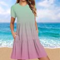 thumbnail image 1 of Weiqiqre Robes de Travail pour Femmes, Robe T-Shirt d'Été Décontractée à Manches Courtes pour Femmes, Robes Mini à Étages avec Poches, 1 of 6
