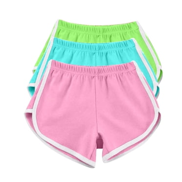 AherBiu 3pc Workout Shorts Women Comfy Elastic Waist Summer Mid Rise Yoga Wide Leg Running Dance Sweat Shorts