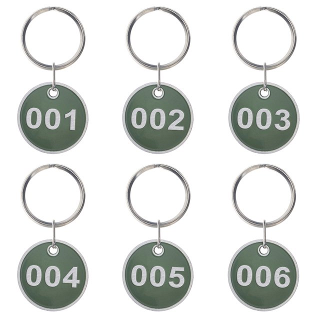 Aspire 20pcs Numbered Metal Rim Key Tag 1-20 with Key Rings, Numbered Tag Keychain for Sorting and Organizing - Green