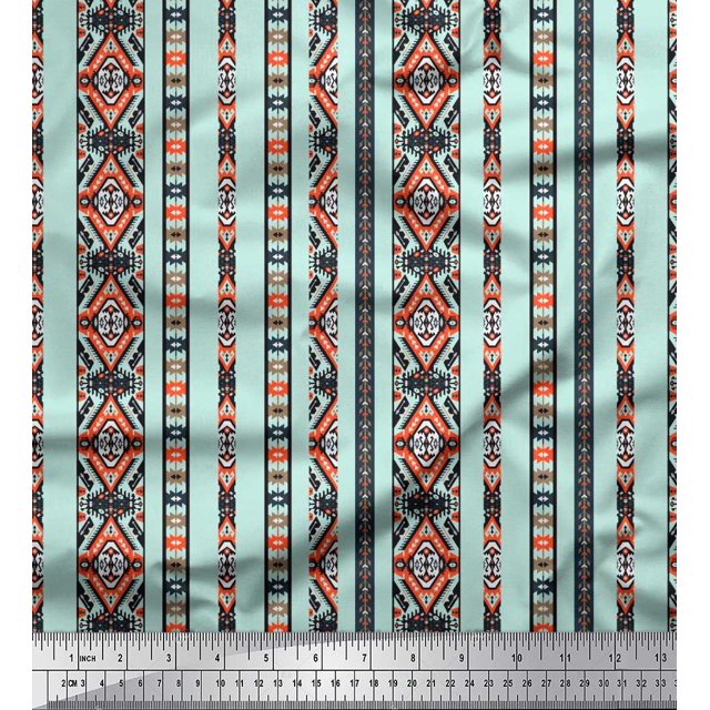 Soimoi Poly Georgette Fabric Ikat Southwestern Decor Fabric Printed Yard 42 Inch Wide