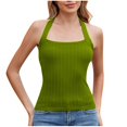 thumbnail image 2 of AherBiu Womens Square Neck Tank Tops Knit Ribbed Seamless Workout Tops Summer Slim Fitting Sleeveless Shirts, 2 of 9