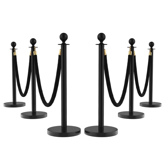 Crowd Control Stanchion Set with Retractable Belts and Red Velvet Ropes, Stainless Steel Queue Barrier Posts for Theaters Parties Wedding Exhibition, Silver