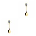 thumbnail image 3 of Transemion Home Tools Stainless Steel Spoon Tea Coffee Stir Spoon Desserts Snacks Dinnerware Vintage Porcelain Teaspoon No.01 2Set, 3 of 6