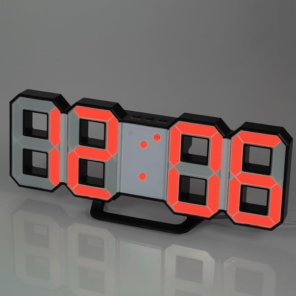 Amdohai Horloge Murale Numérique à DEL Multifonctionnelle Grande 12 H/24 H Affichage de l'Heure avec Alarme et Fonction Répétition Luminosité Réglable