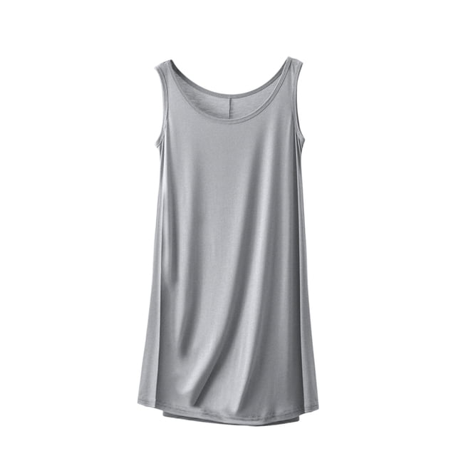 Timegard Robes de Nuit pour Femmes Col Rond Sans Manches Vêtements de Nuit Confortables Doux Couleur Unie Robe de Nuit Décontractée