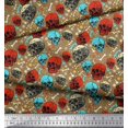 thumbnail image 3 of Soimoi Polyester Crepe Fabric Bone,Floral & Skull Halloween Decor Fabric Printed Yard 52 Inch Wide, 3 of 3