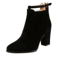 thumbnail image 3 of B91xZ Fall Boots Women Slip On Chunky Heel Ankle Chelsea Boot,Black 7, 3 of 5