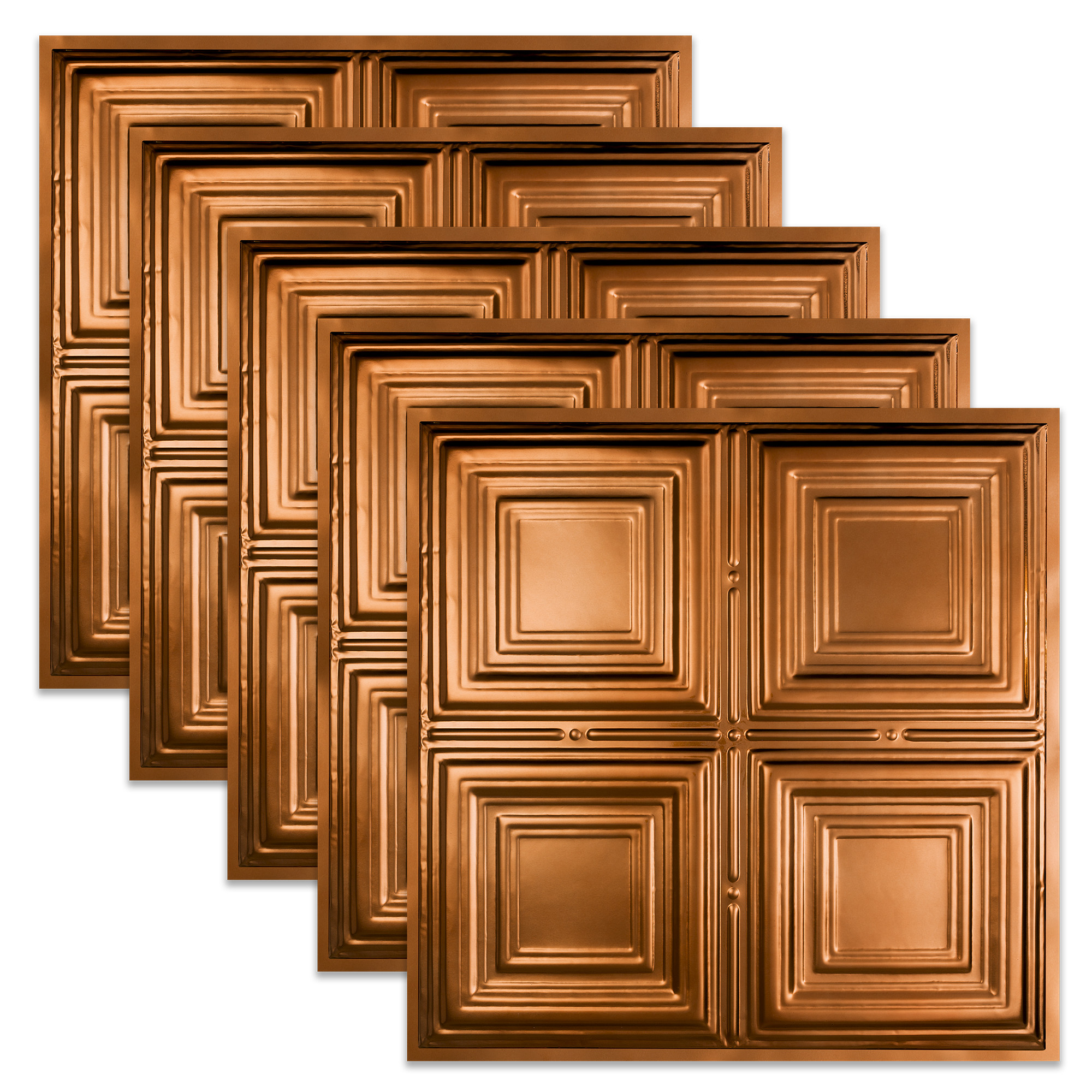 Great Lakes Tin 2ft x 2ft Tin Ceiling Tiles Copper Finish 5 Pack Class A Fire Rated