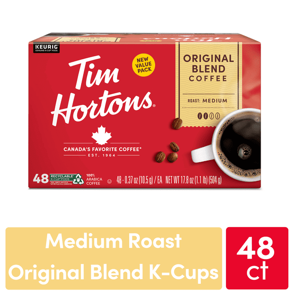 Tim Hortons Original Mélange Torréfaction Moyenne Keurig Dosettes de Café, 48 Unités