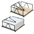thumbnail image 1 of 2 PCS Napkin Holder for Table, Black Napkin Holder with Weighted Arm, Metal Napkin Dispenser with Wood Base, Paper Napkin Holder for Kitchen Restaurant, 1 of 7
