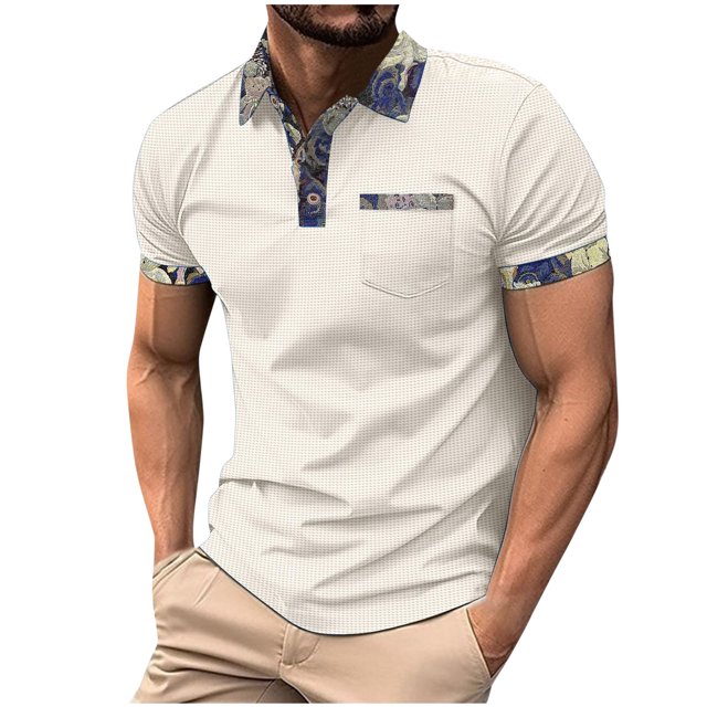Shirts for Men, Mens Lapel Color Buttons Outdoors Short Sleeve Turndown Collar Blouse Shirt