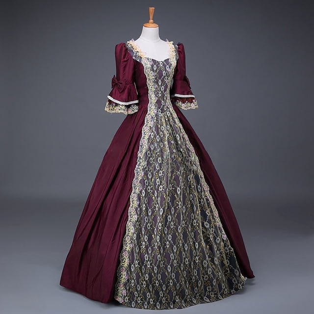 UPPADA Robe Grande Taille Victorian pour Femmes à Laçage Manches Évasées Robe de Bal avec Corset Soirée Maxi Robes Vintage Robe Cocktail Robes de Mariage Garde-Robes