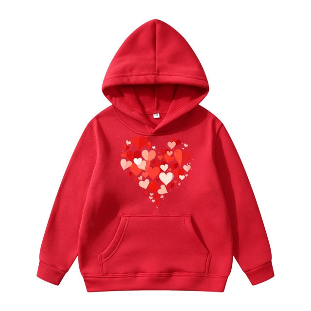 HNMKIU Sweat à Capuche pour Filles Saint-Valentin pour Enfants