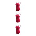 thumbnail image 3 of yingyy 1/2/3 Justaucorps de Danse Justaucorps de Ballet Tenue de Danse Travail Soigné Élastique Résilience Accessoires Attrayants pour Femme Entrejambe Fermé Rouge Vin TG 3 Pcs, 3 of 6