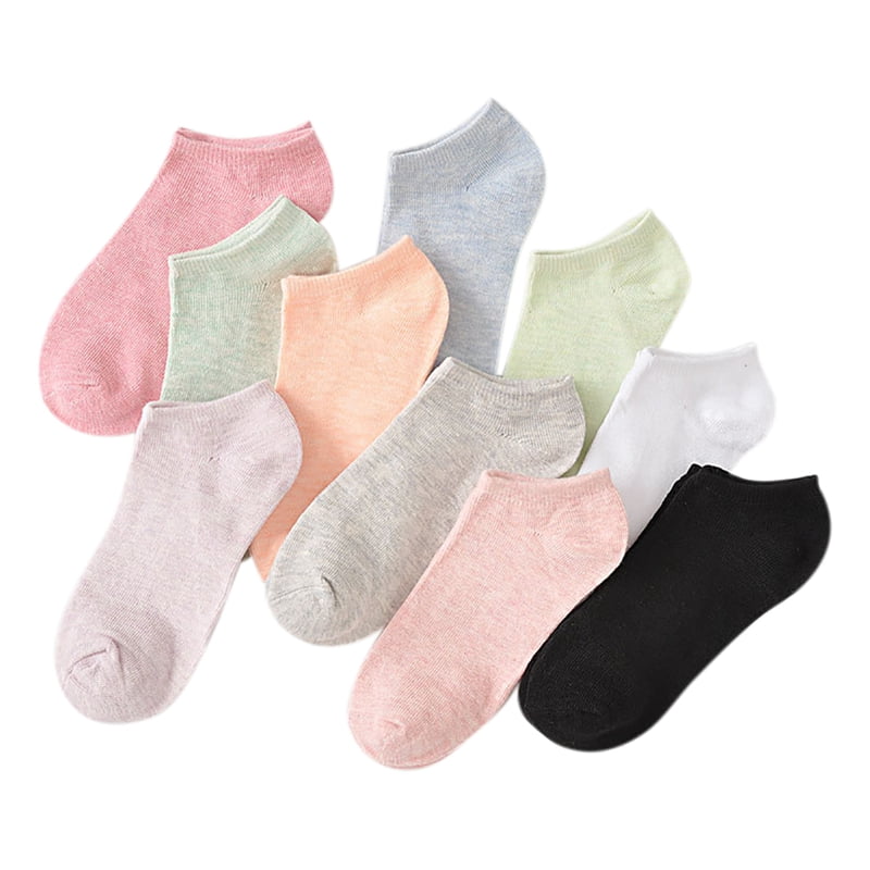 10 Pairs Women Short Socks Solid Color Tab Socks Ankle Socks for Spring Summer