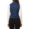 thumbnail image 3 of INSPIRE CHIC Women's Washed Denim Button Sleeveless Vest Jacket with Pockets XS Dark Blue-1, 3 of 6