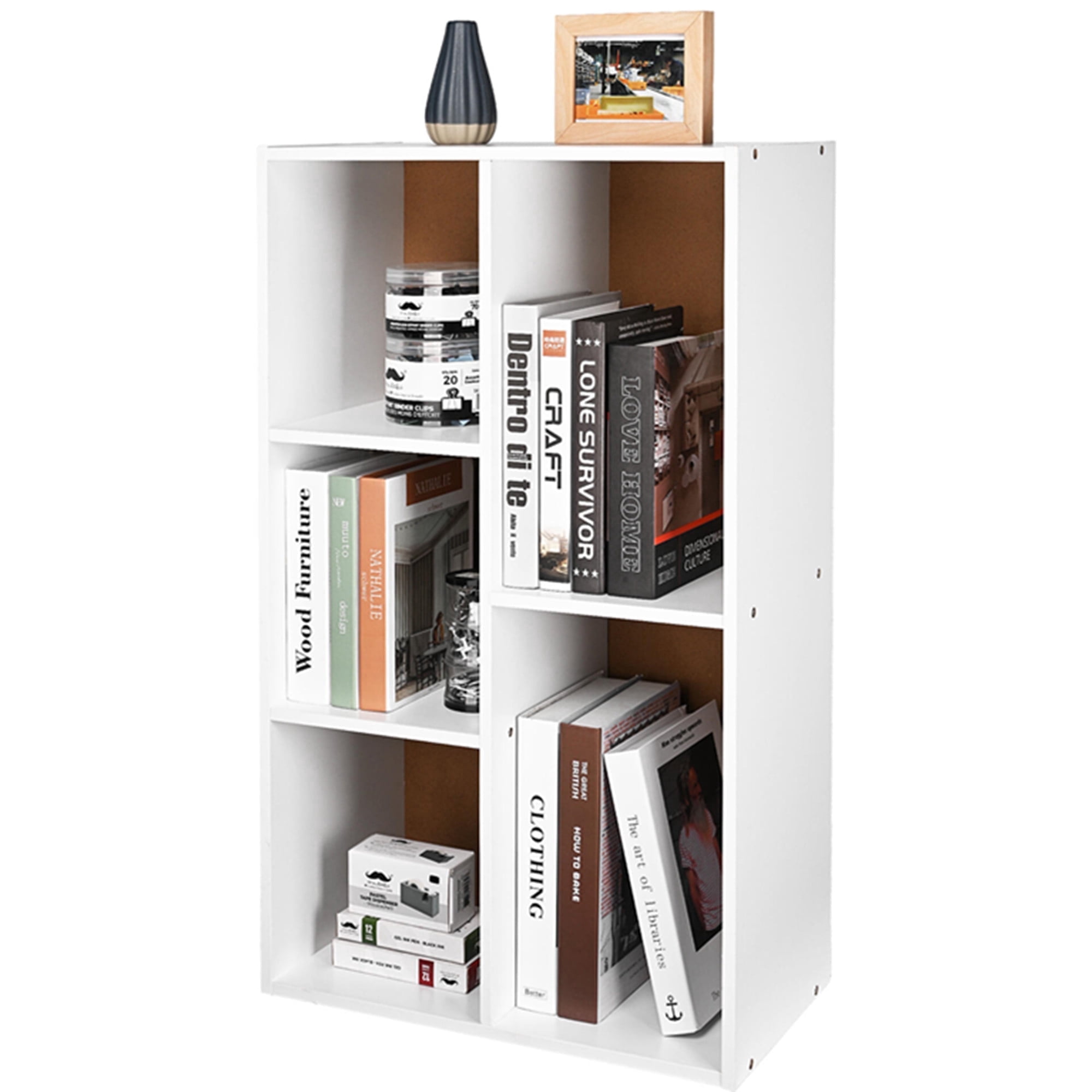 5-Cube Storage Open Shelf, Modern Display Cube Shelf Bookcase, Storage Bookshelf Cube Organizer, White