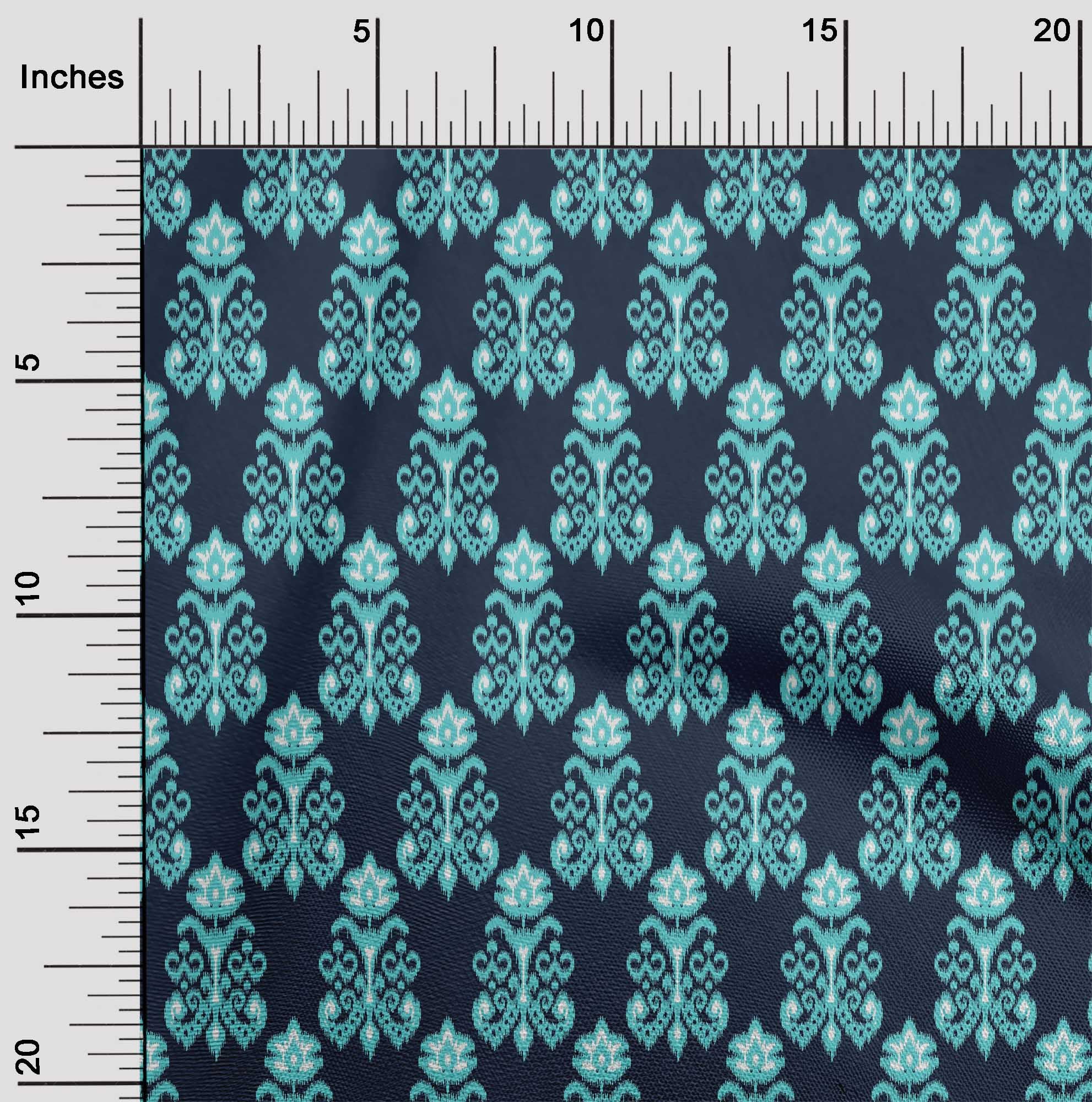 oneOone Cotton Cambric Fabric Floral Ikat Printed Fabric 1 Yard 56 Inch Wide
