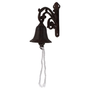 KAKOWELY 1 Set Cast Iron Wall Bell Rustic Style Manually Shaking Wall Hanging Doorbell,6.3"X5.59"X3.15"