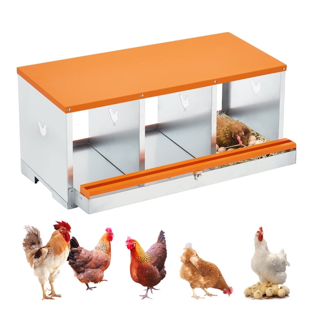 BeesClover Chicken Nesting Box Large Vented Hole, Metal Egg Laying Boxes with 3/4 Compartments Chicken Egg Box for Egg Collection
