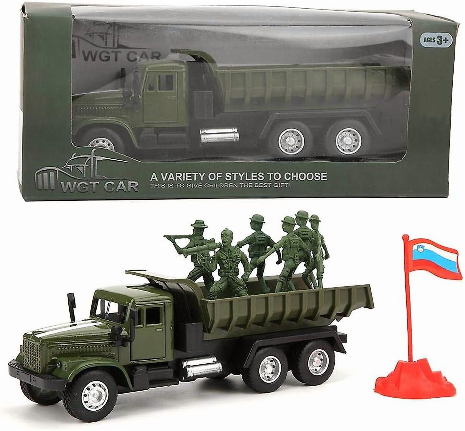 1:43 Scale Alloy Car with Sound and Light Military Truck Toy Soldiers Action Figure Simulation Military Collection Miniature Vehicle Decor Kid's Birth