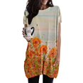 thumbnail image 2 of Hauts Grande Taille pour Femmes Décontractés à Manches Courtes Col Ras du Cou T-Shirts Amples Boho à Fleurs Hauts Blouses Surdimensionnées avec Poches, 2 of 4