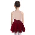 thumbnail image 2 of Oyolan Robe Tutu une Pièce de Danse Ballet pour Filles Enfants, Justaucorps de Compétition de Patinage Artistique en Maille à Empiècements, Rouge 12, 2 of 7