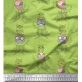 thumbnail image 1 of Soimoi Green Modal Satin Fabric Tree Stump & Owl Cartoon Print Sewing Fabric Yard 42 Inch Wide, 1 of 3