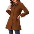 thumbnail image 4 of INSPIRE CHIC Manteaux pour Femmes Col Peter Pan Boutonnage Simple devant à Boutons Manteaux d'Hiver TP Brun, 4 of 7