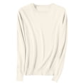 thumbnail image 1 of yoeyez Chandails Légers pour Femmes à Manches Longues Col Ras du Cou Chandail Uni Chandail Léger Doux Tricoté Hauts Bas d'Automne Beige TG, 1 of 6