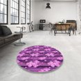 thumbnail image 4 of Ahgly Company Tapis Rond Lavable en Machine Intérieur Transitionnel Magenta Foncé Violet, 3 Pieds Rond, 4 of 7