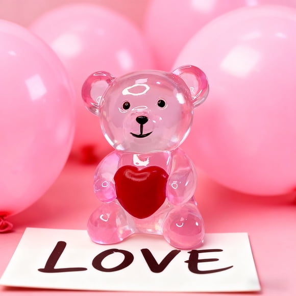 Aodebiao Figurine en Résine Mini Ourson en Forme de Cœur, Statue d'Animal Mignonne pour Déco de Bureau à la Maison, Cadeau pour la Saint-Valentin, Fête d'Anniversaire, Souvenir d'Amitié, Ornement d'Exposition de Collection