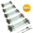 thumbnail image 1 of EIGTHTAIL 100PCS Stainless Steel Fishing Line Leaders   Tooth Proof Heavy Duty Trace Fishing Leader Wire with Swivels and Snaps 14kg Pull for Connect Tackle Lures Rig or Hooks (Green), 1 of 8