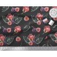 thumbnail image 3 of Soimoi Black polyester Crepe Fabric Pomegranate & Fig Fruits Decor Fabric Printed Yard 52 Inch Wide, 3 of 5