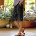 thumbnail image 2 of BLVB Linen Shorts for Women High Waisted Lightweight Bermuda Shorts Side Button Short Beach Vacation Outfits Pockets, 2 of 7