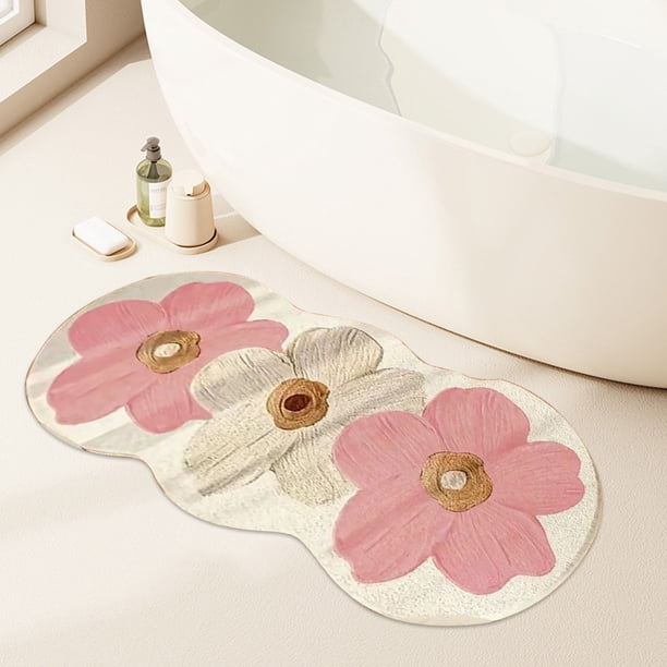 Home Essentials, Flower Pattern Non Slip Washable Rugs Floor Mat