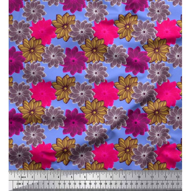Soimoi Rayon Fabric Flower Artistic Fabric Prints By Yard 42 Inch Wide