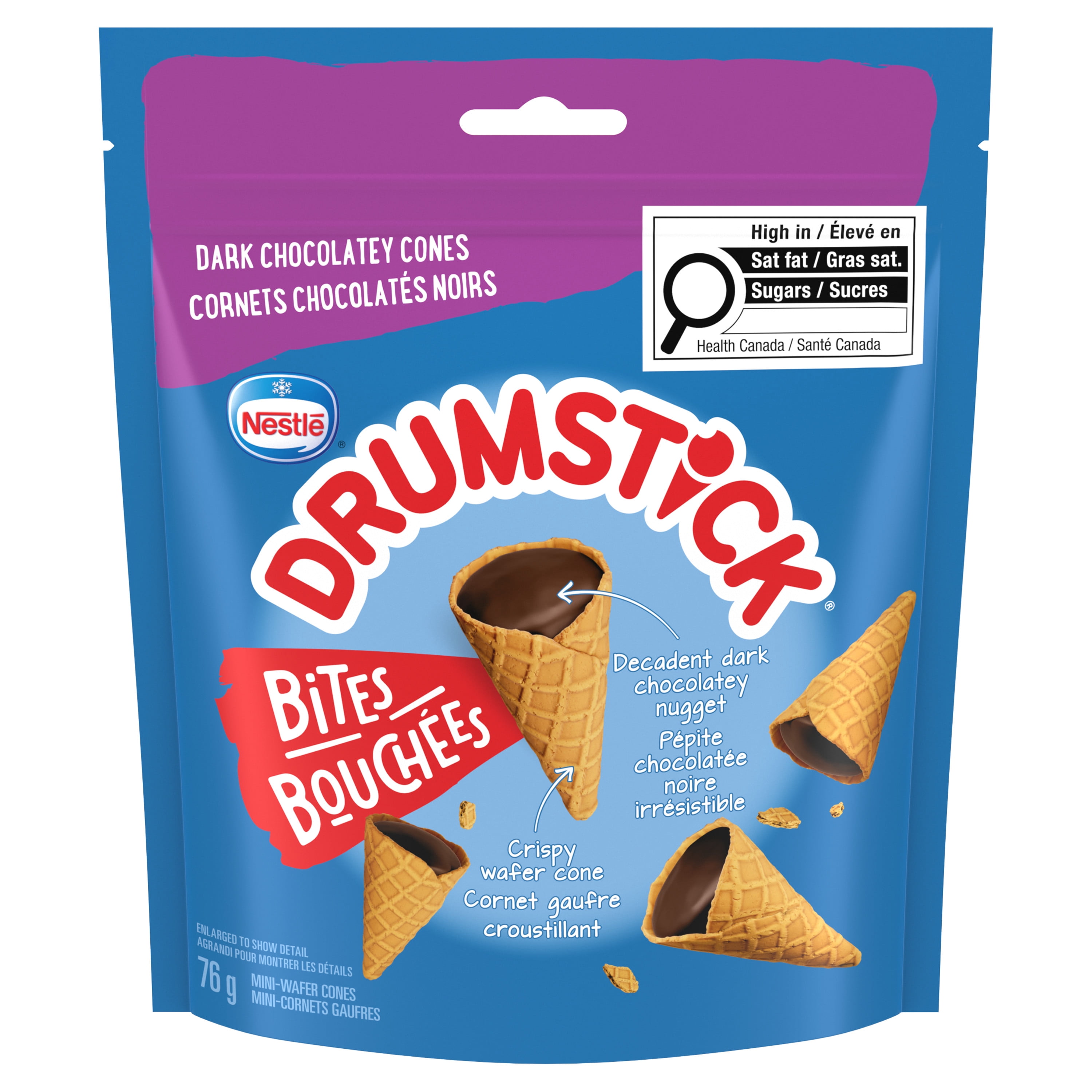 DRUMSTICK Bites, Decadent Dark Chocolatey Mini Wafer Cone Bites, For Snacks