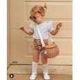 thumbnail image 2 of Ensemble 2 Pcs Mode Été T-shirt à Manches Courtes Col Rond et Shorts Imprimé Feuille pour Enfants Tout-Petits Bébés Filles, 2 of 4