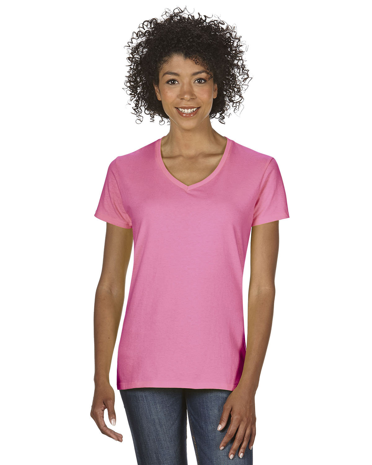 T-Shirt Col en V en Coton Épais pour Femmes