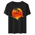 thumbnail image 4 of SMihono Hauts pour Femmes Été Chic Décontracté Mode Femme Imprimé Col Rond Manches Courtes T-Shirt Impression Blouse Ample Hauts T-Shirt Oversize pour Femmes, 4 of 4
